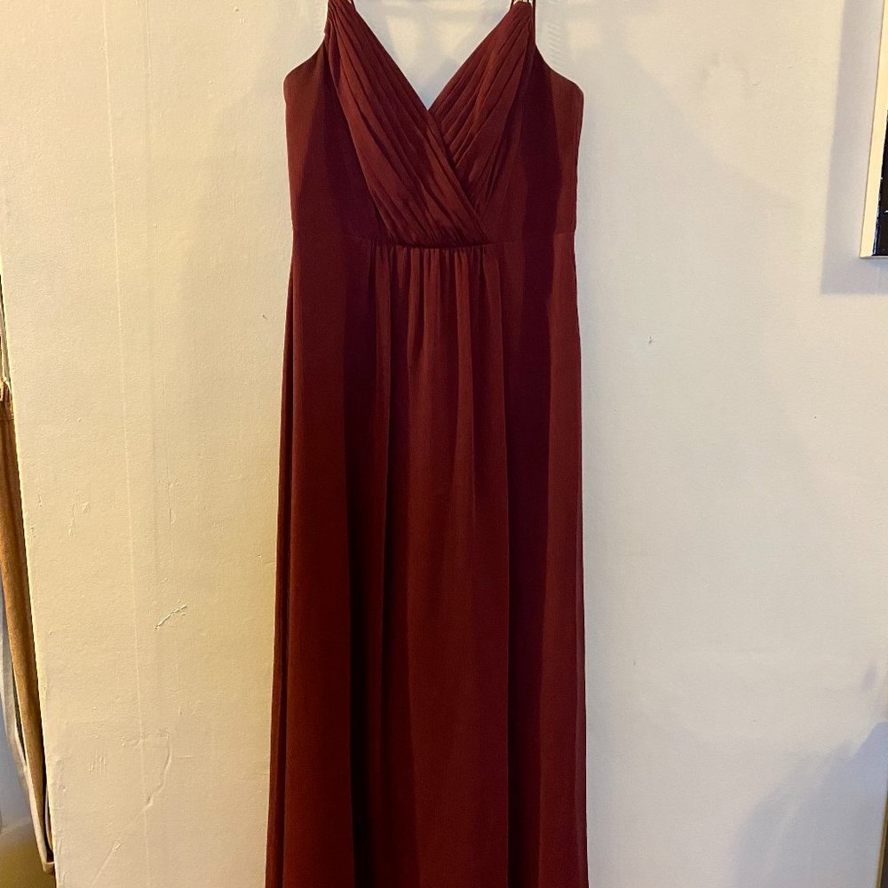 Bridesmaid Dress Burgundy with Diamond Straps